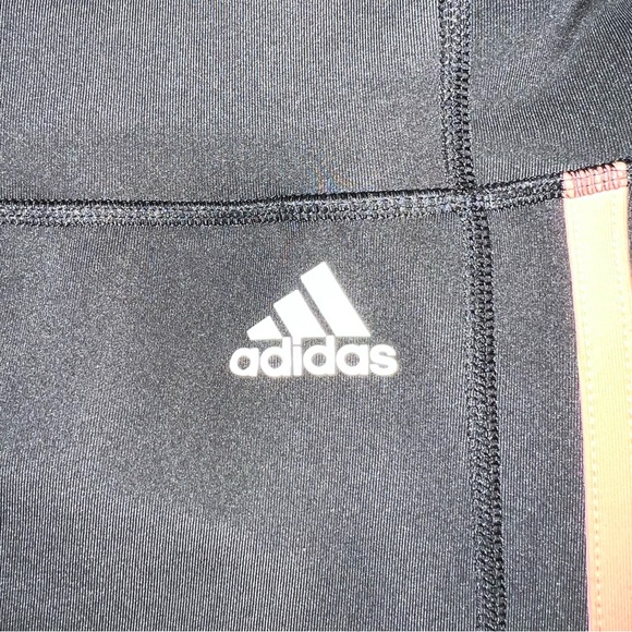 ADIDAS Climalite Athletic work out 3/4 leggings. Black with 3 pink stripe - Picture 4 of 9